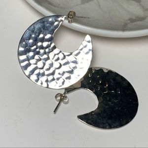 Sterling Silver Crescent hammered hoop earrings